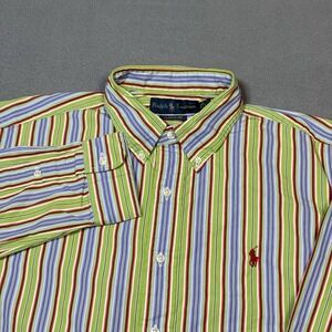 Ralph Lauren Classic Fit Stripe Shirt Mens L Green Multicolor Button Down